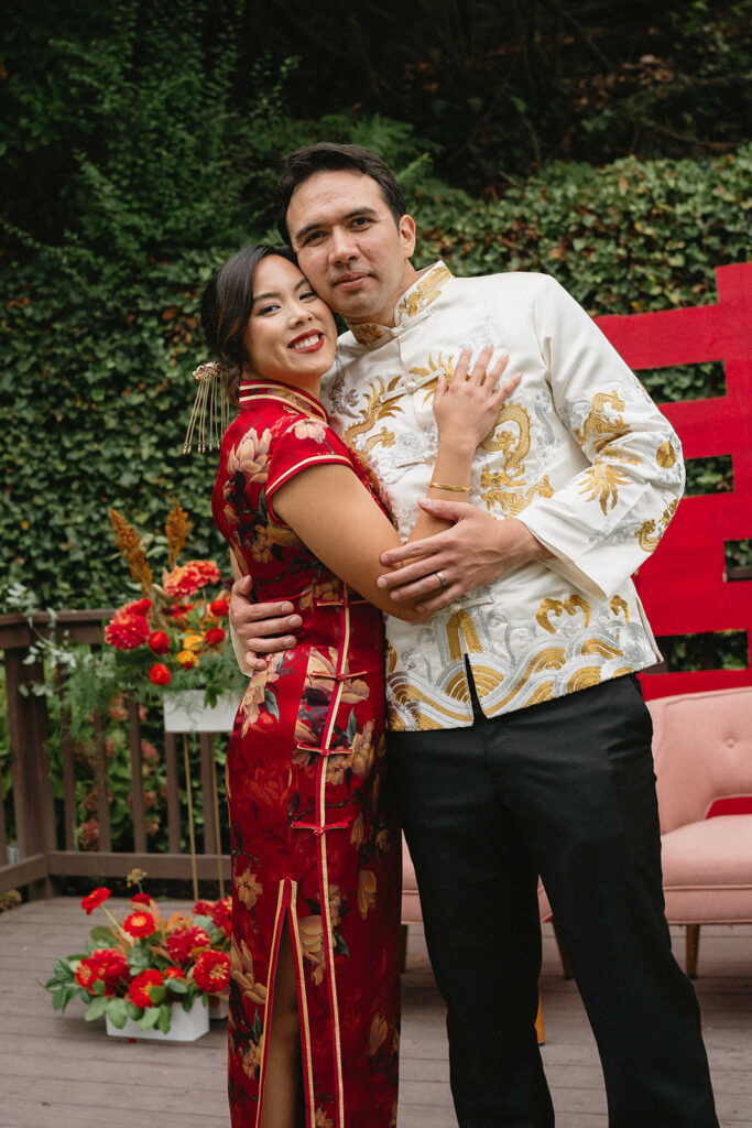 A Bright + Bold Traditional Chinese Wedding Celebration | bride and grooms wedding portraits