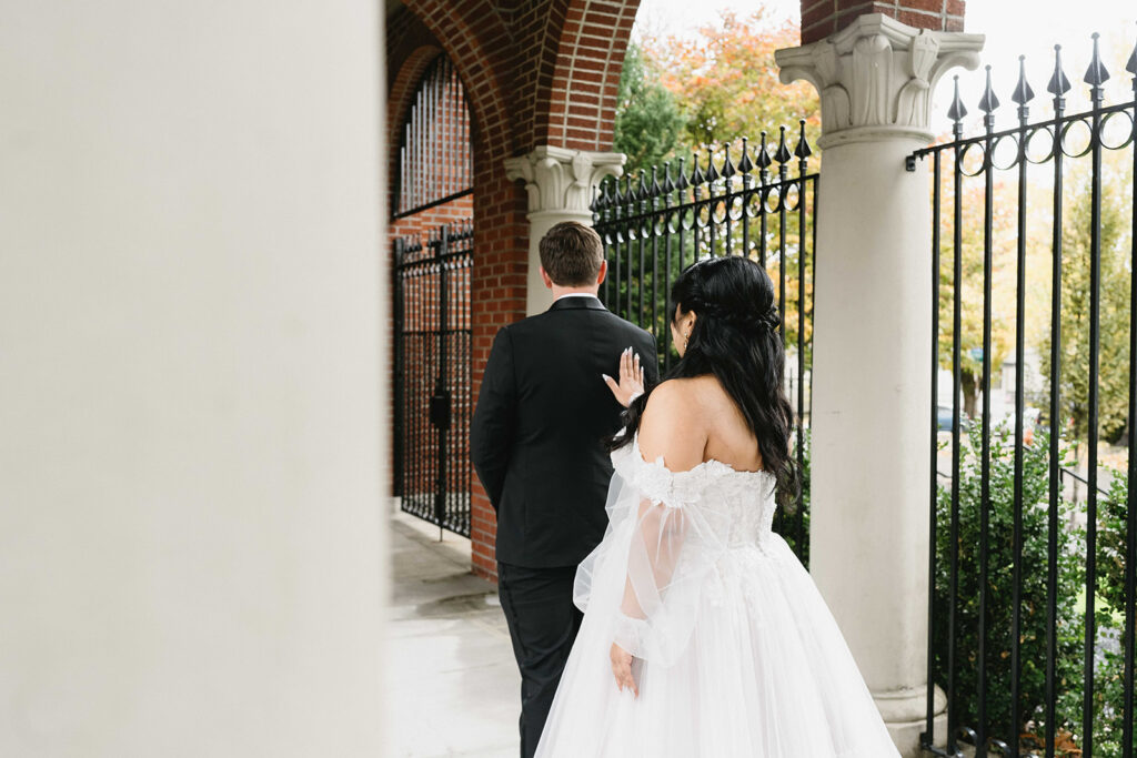 A Moody + Romantic Portland Oregon Wedding In Fall | couple posing for bridal portraits