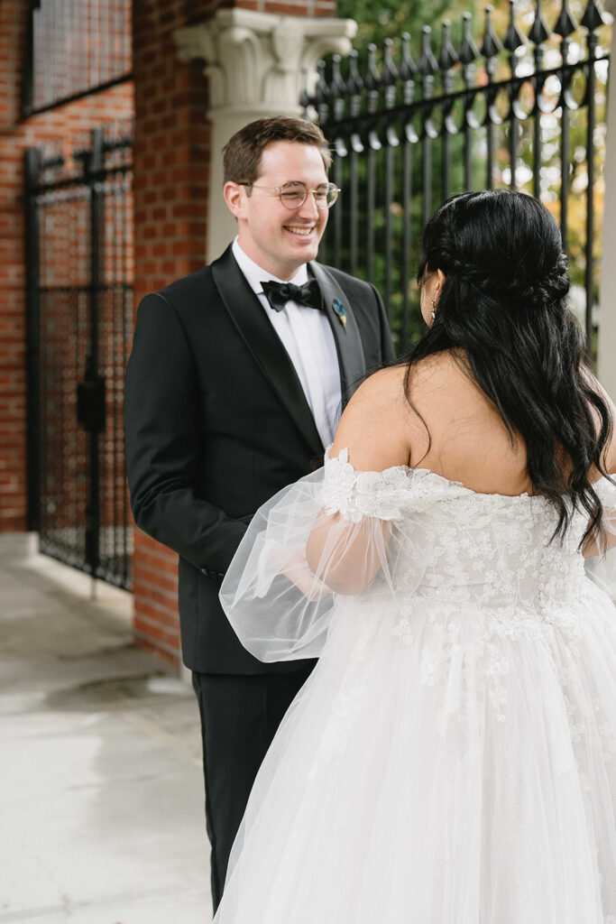 A Moody + Romantic Portland Oregon Wedding In Fall | couple posing for bridal portraits