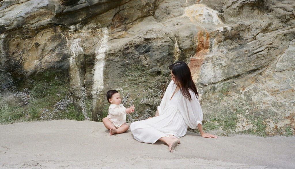 Family on the oregon coast for a family photoshoot
