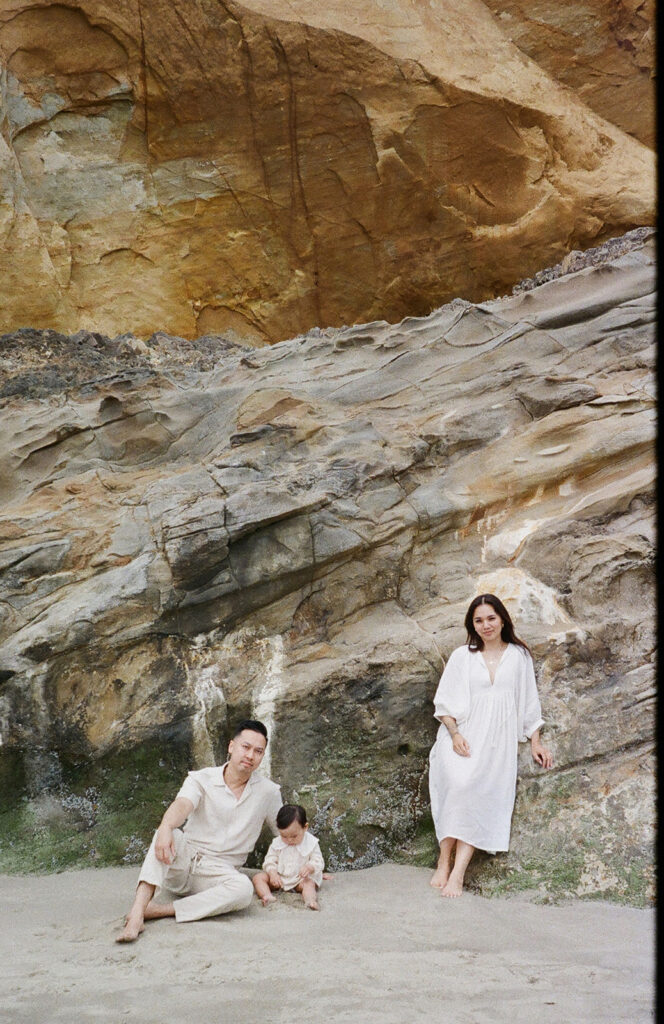 Family on the oregon coast for a family photoshoot
