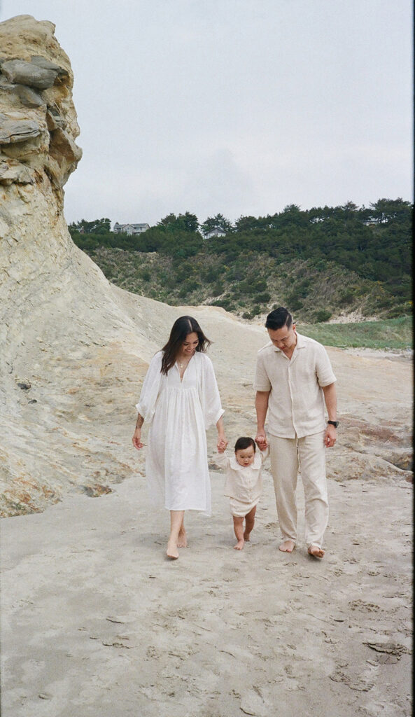 Family on the oregon coast for a family photoshoot
