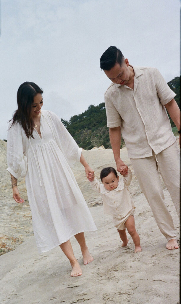 Family on the oregon coast for a family photoshoot
