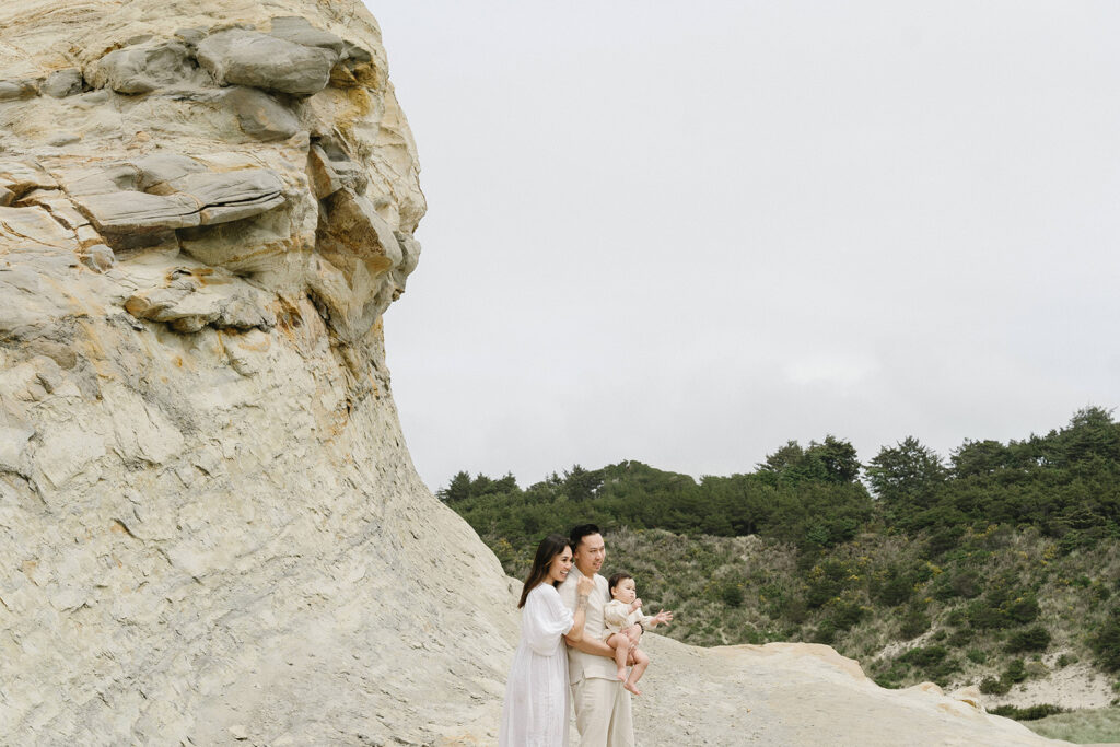 Family on the oregon coast for a family photoshoot
