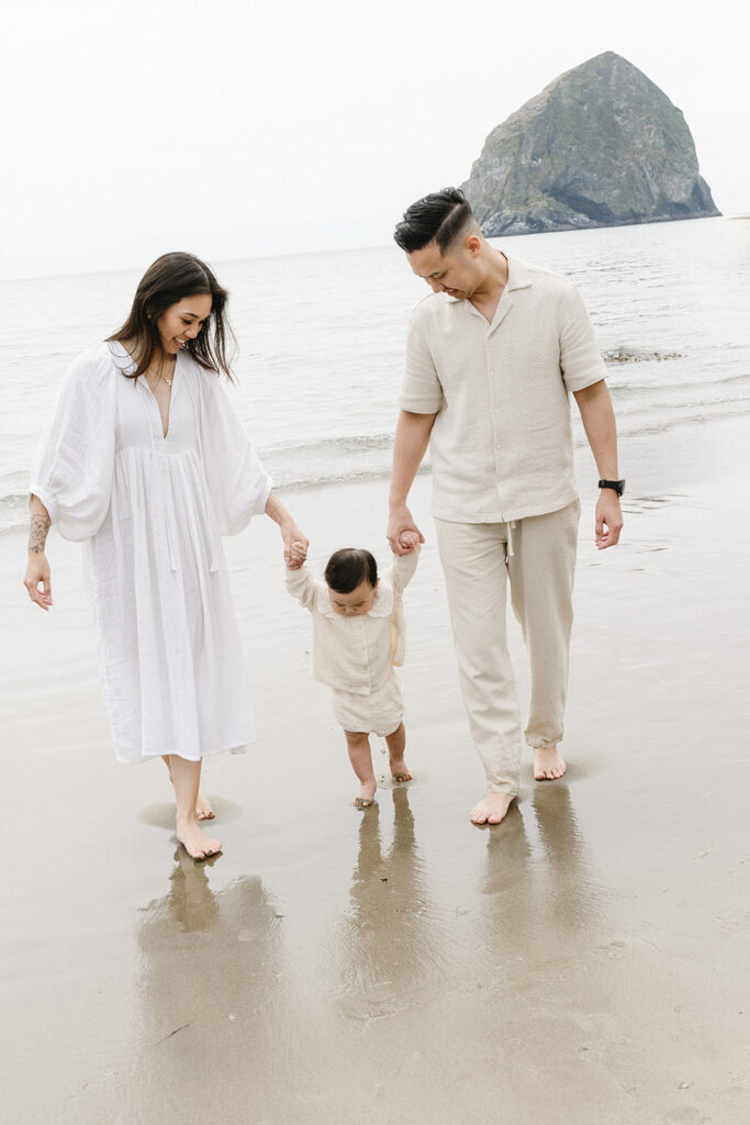 Family on the oregon coast for a family photoshoot
