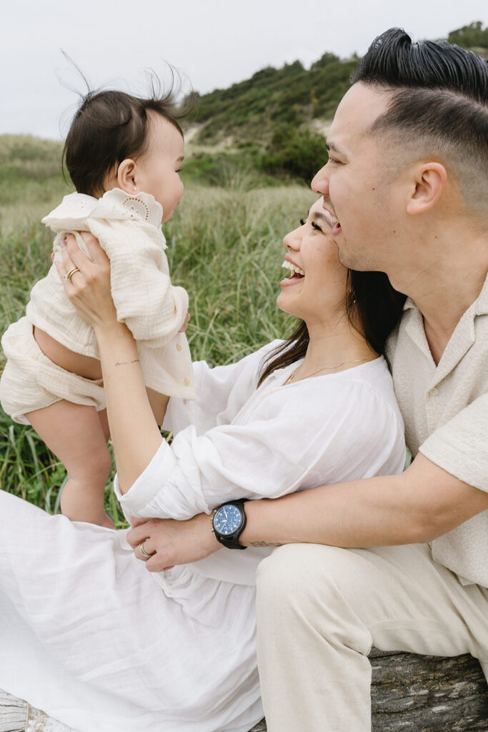 Family on the oregon coast for a family photoshoot
