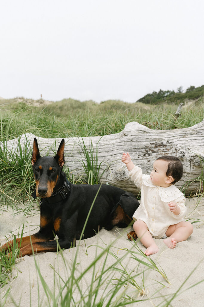 Family on the oregon coast for a family photoshoot
