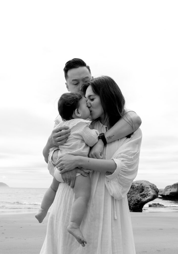 Family on the oregon coast for a family photoshoot
