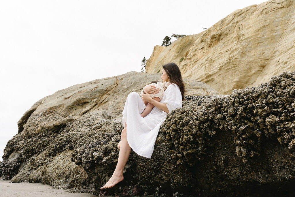 Family on the oregon coast for a family photoshoot
