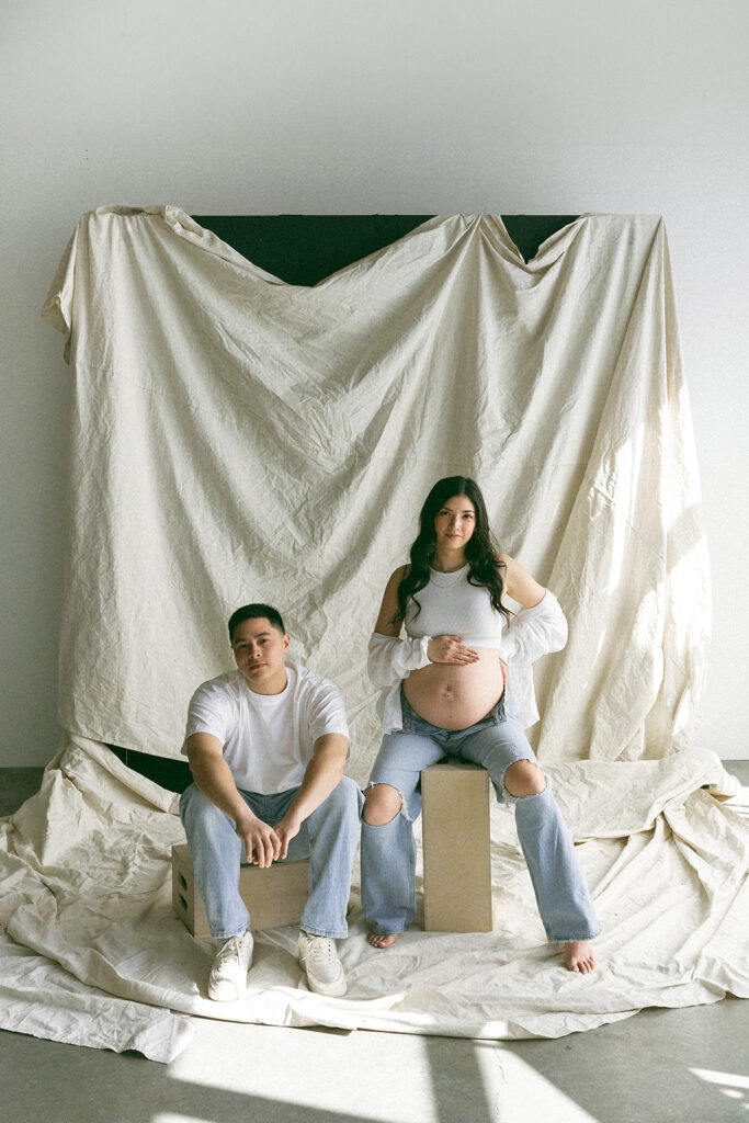 a studio maternity session in oregon
