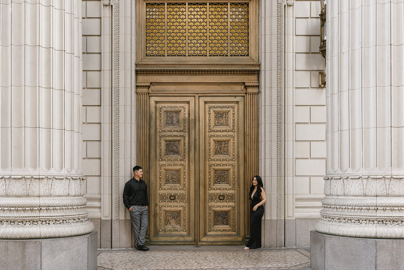 couple posing for engagement photos