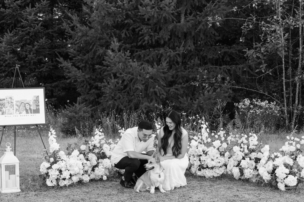 couple taking engagement photos in portland
