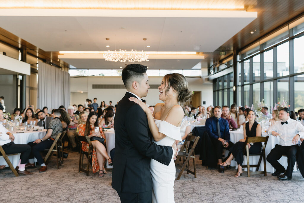 couple posing for wedding photos
