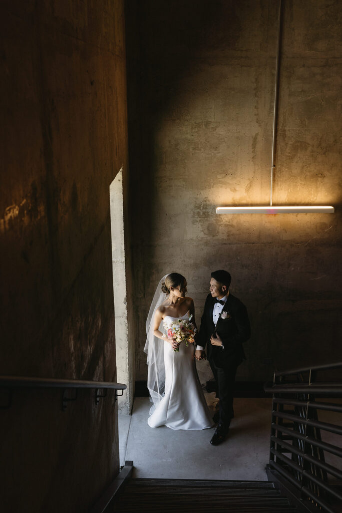 couple posing for wedding photos
