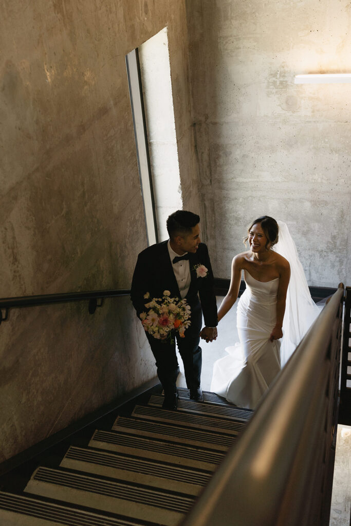 couple posing for wedding photos
