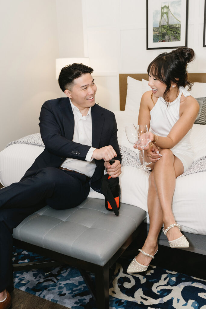 a hotel engagement session in portland
