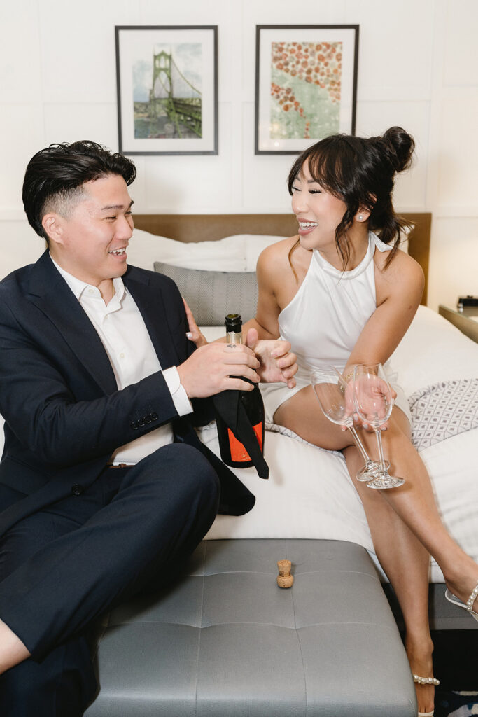 a hotel engagement session in portland
