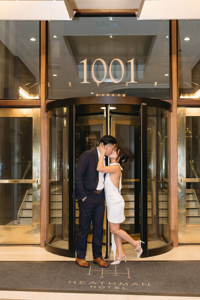 an engagement photoshoot at a hotel
