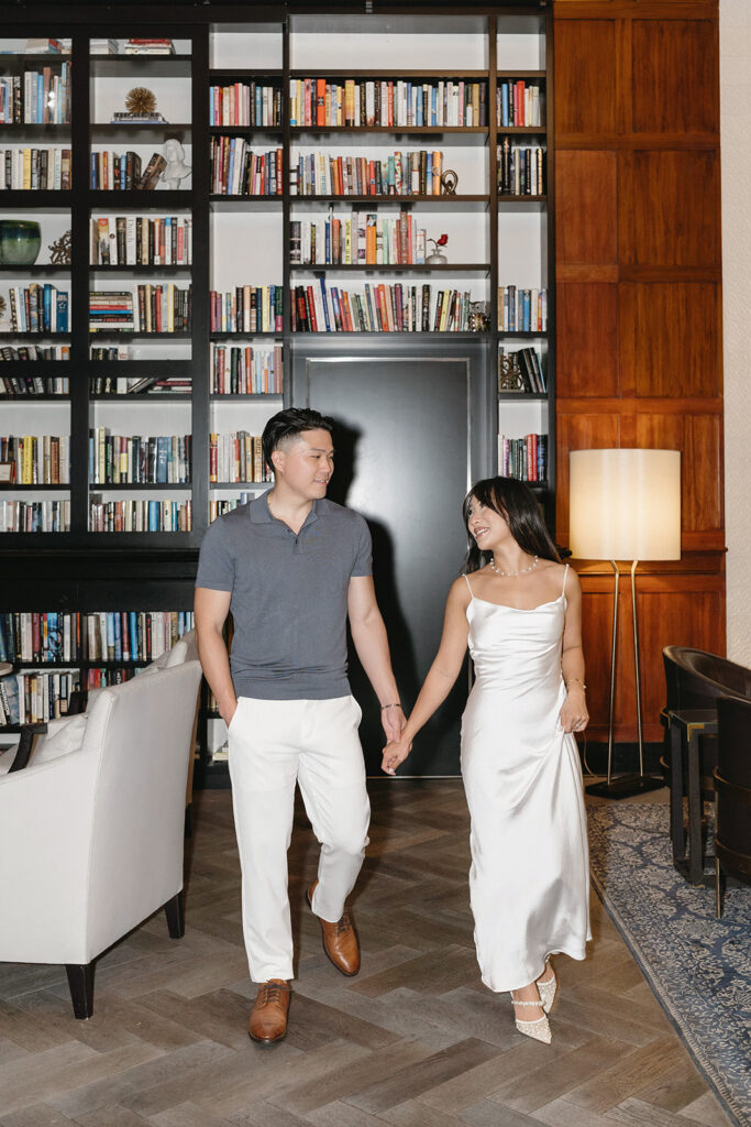 an engagement photoshoot at a hotel
