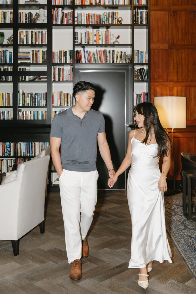 an engagement photoshoot at a hotel
