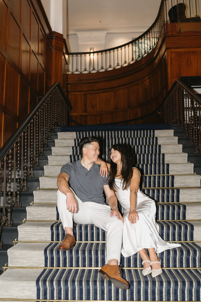 an engagement photoshoot at a hotel
