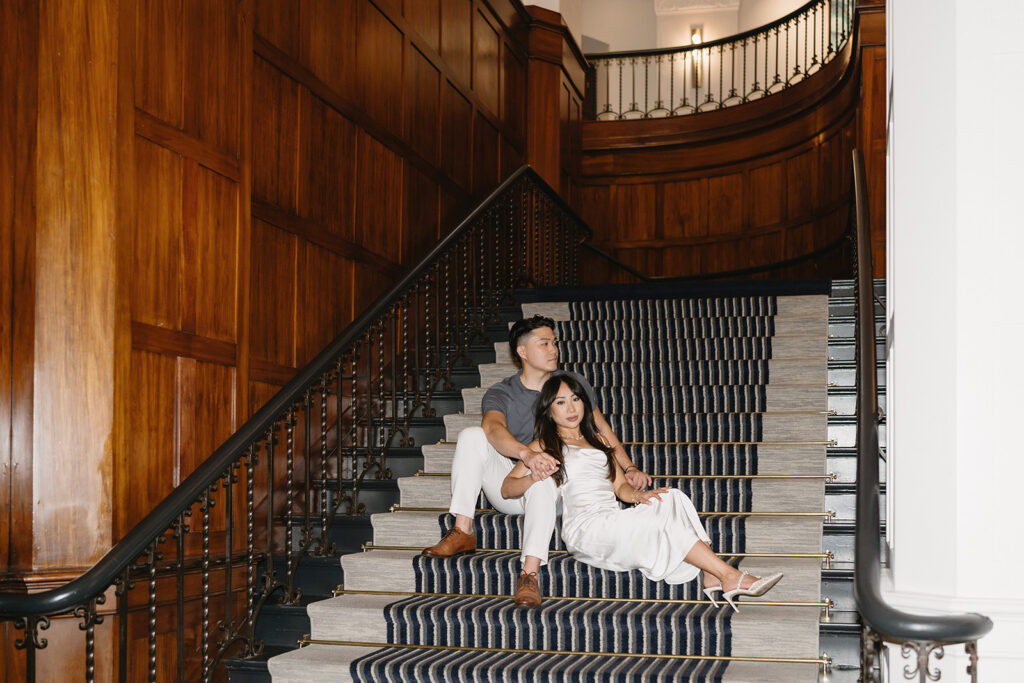 an engagement photoshoot at a hotel
