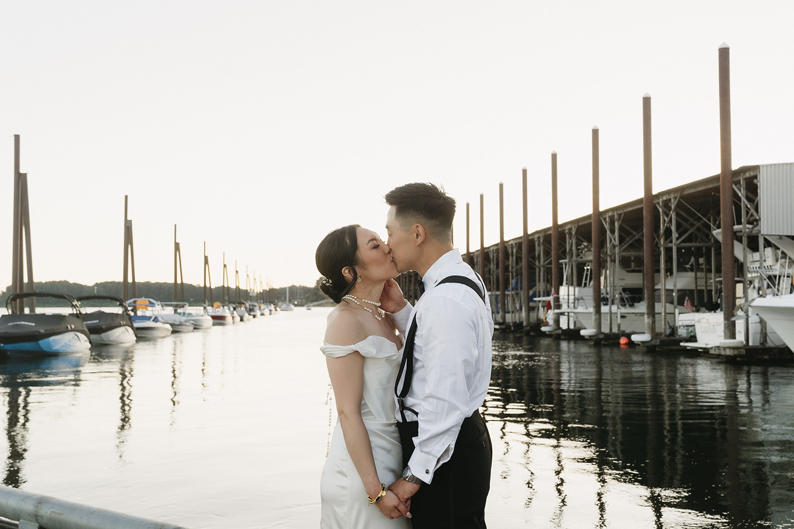 couple posing for their wedding photos