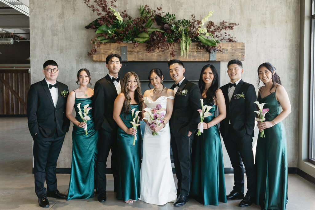 couple posing for their wedding photos 
