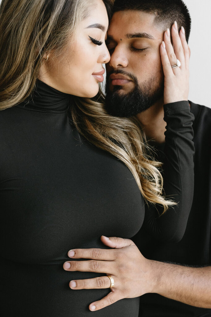 a maternity photoshoot in a studio
