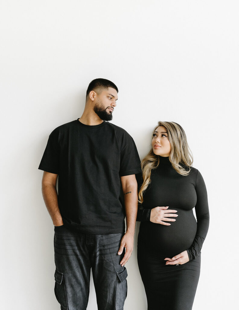 a maternity photoshoot in a studio
