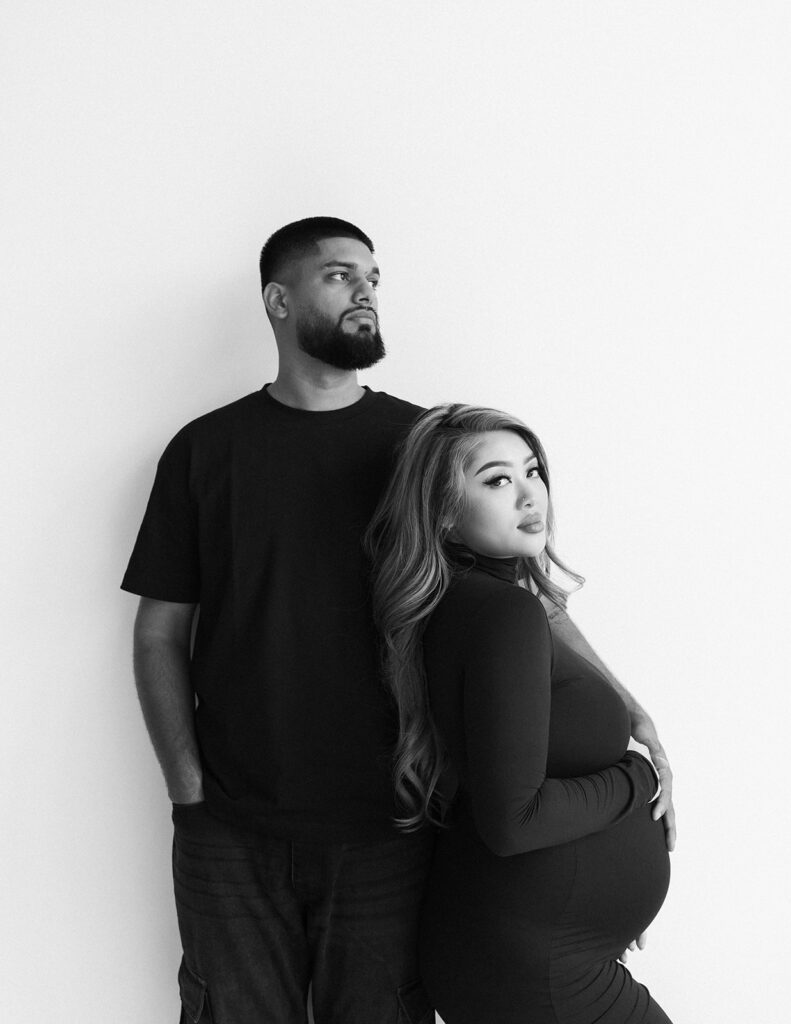 a maternity photoshoot in a studio
