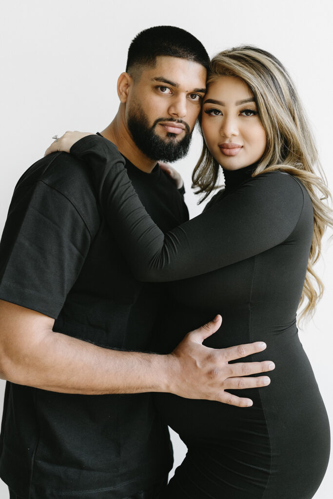 a maternity photoshoot in a studio
