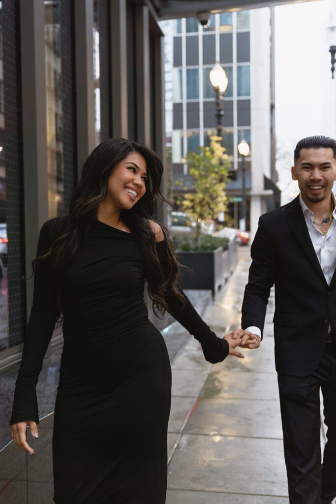 couple taking engagement photos
