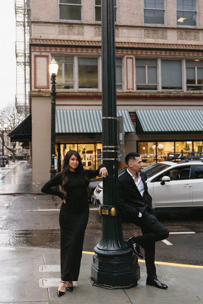 couple taking engagement photos
