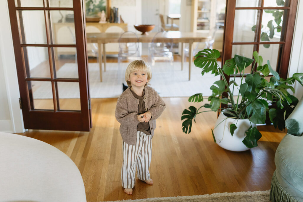 A sweet family of three captured in their cozy Portland home.
