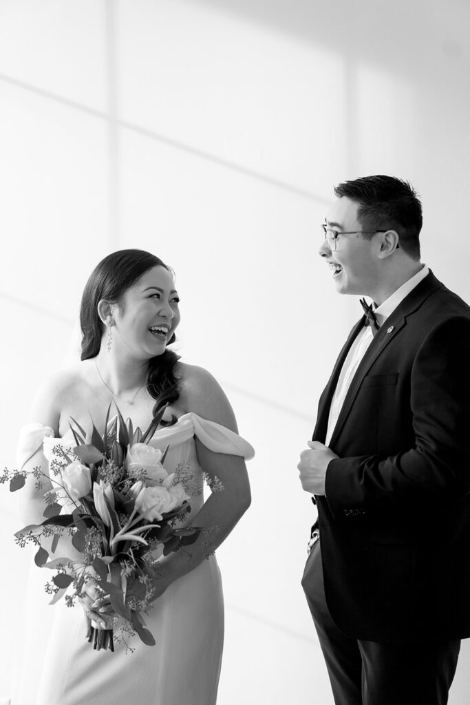 A couple sharing sweet moments during their pre-wedding photo session in a Washington studio.
