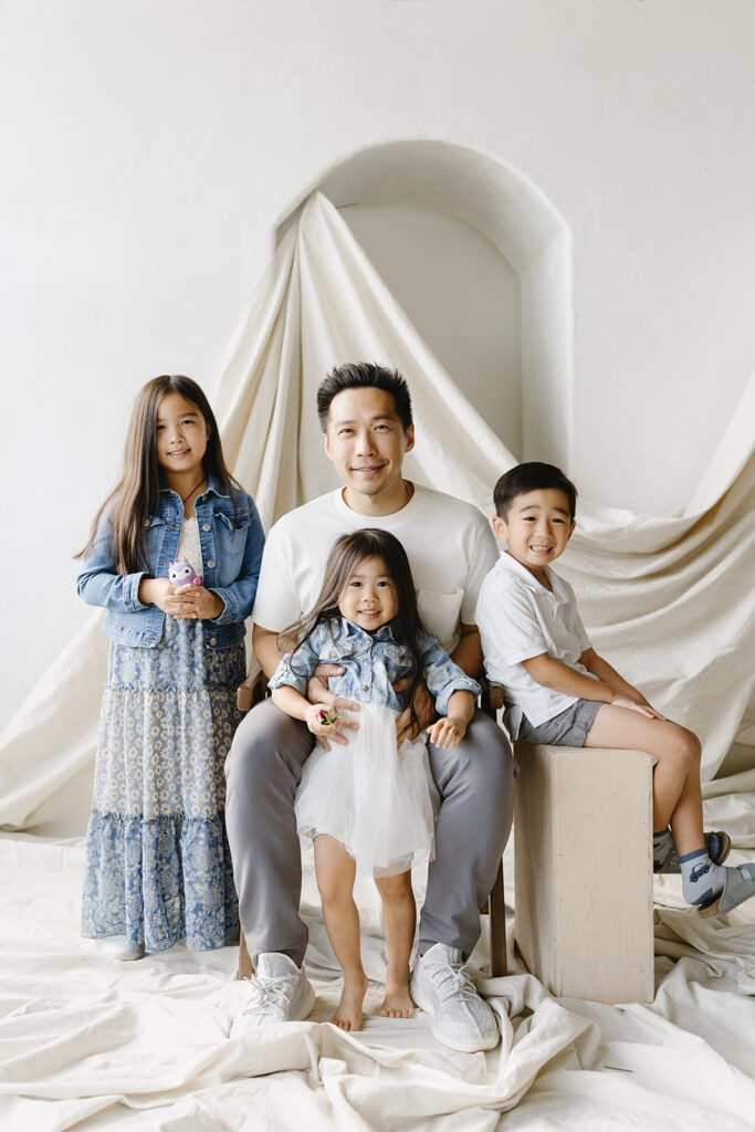 Family gathered for a portrait session.
