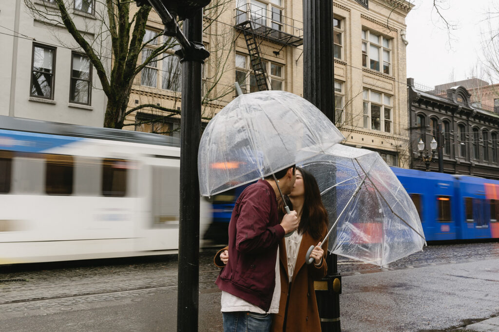 downtown engagement photos in portland
