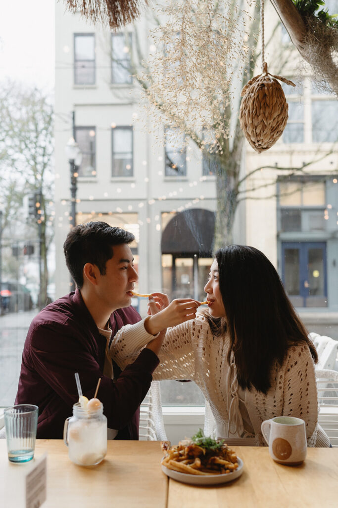 downtown engagement photos in portland
