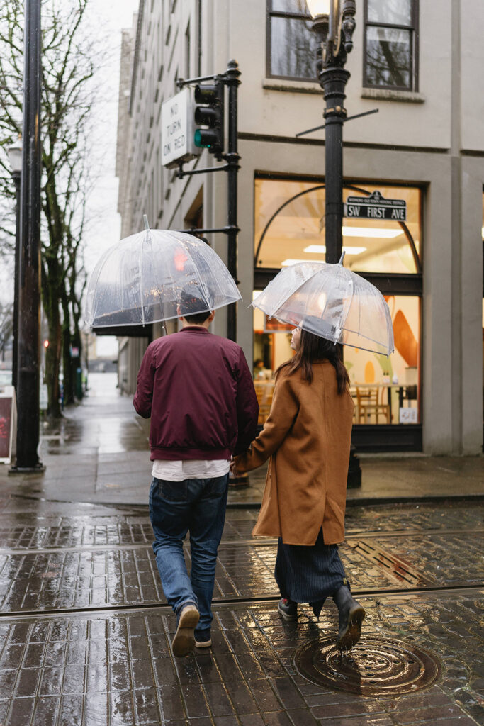 downtown engagement photos in portland
