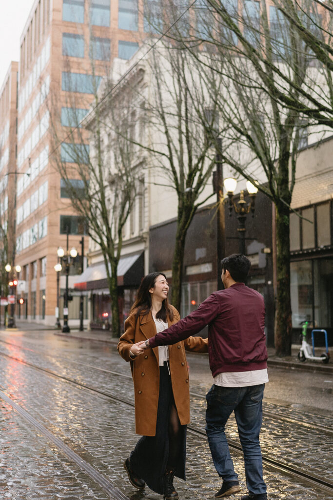 a romantic engagement session in portland

