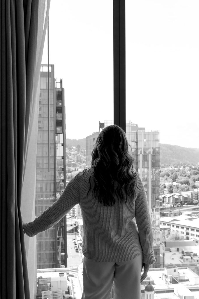 Professional branding photography session in a chic hotel setting
