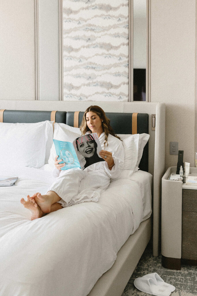 Professional branding photography session in a chic hotel setting

