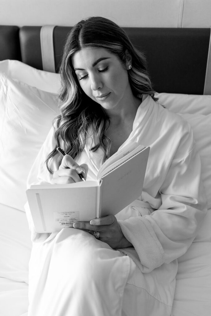 Detail shot of a woman posing with elegant interior design at the Ritz Carlton Portland
