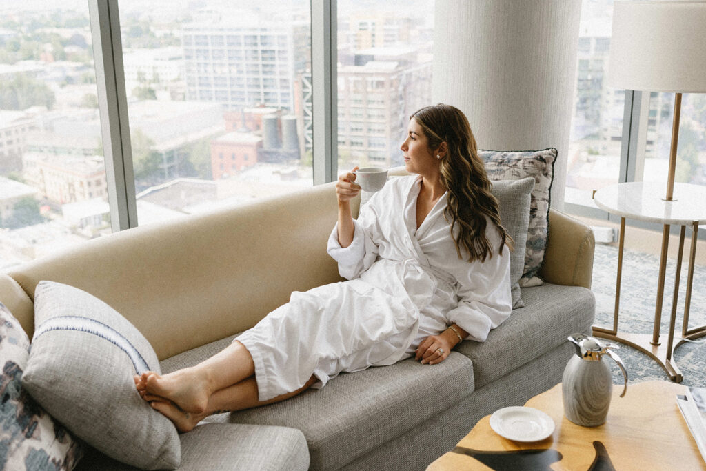 Lifestyle branding photo taken in a room of the Ritz Carlton Portland
