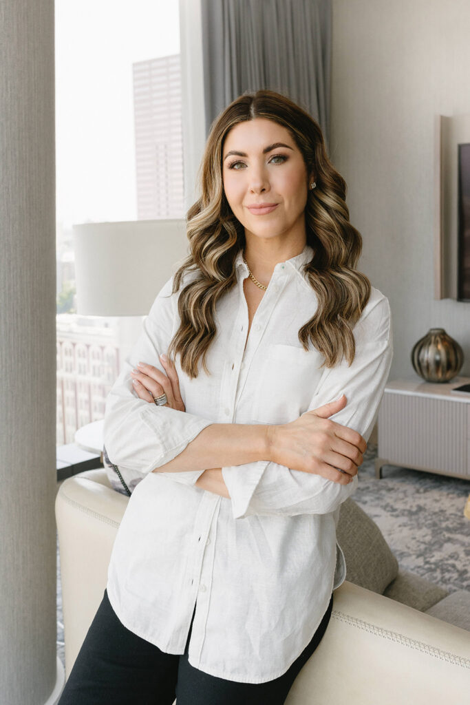Professional branding photography session in a chic hotel setting
