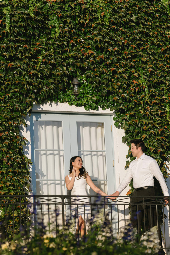 Timeless engagement portraits taken at Monet Vineyard near Portland
