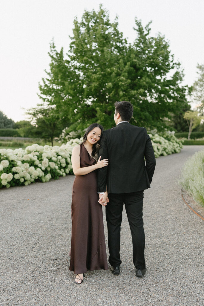 Timeless engagement portraits taken at Monet Vineyard near Portland
