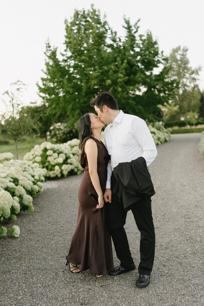 Timeless engagement portraits taken at Monet Vineyard near Portland
