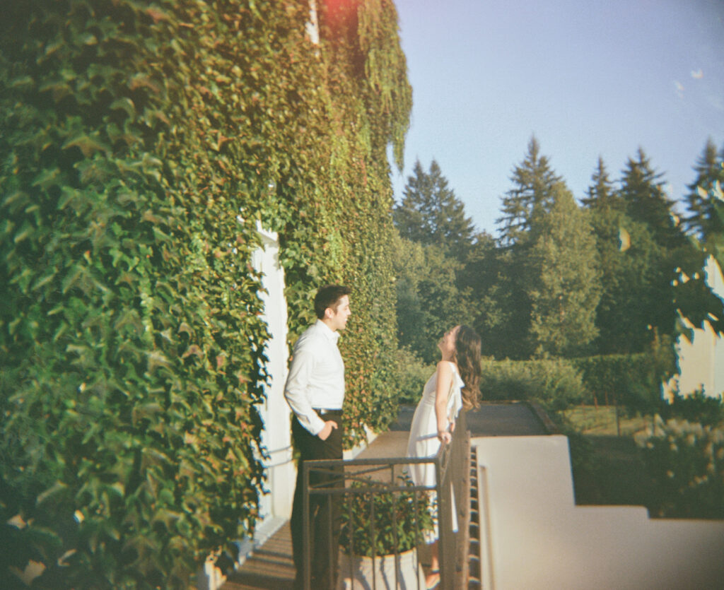 Timeless engagement portraits taken at Monet Vineyard near Portland
